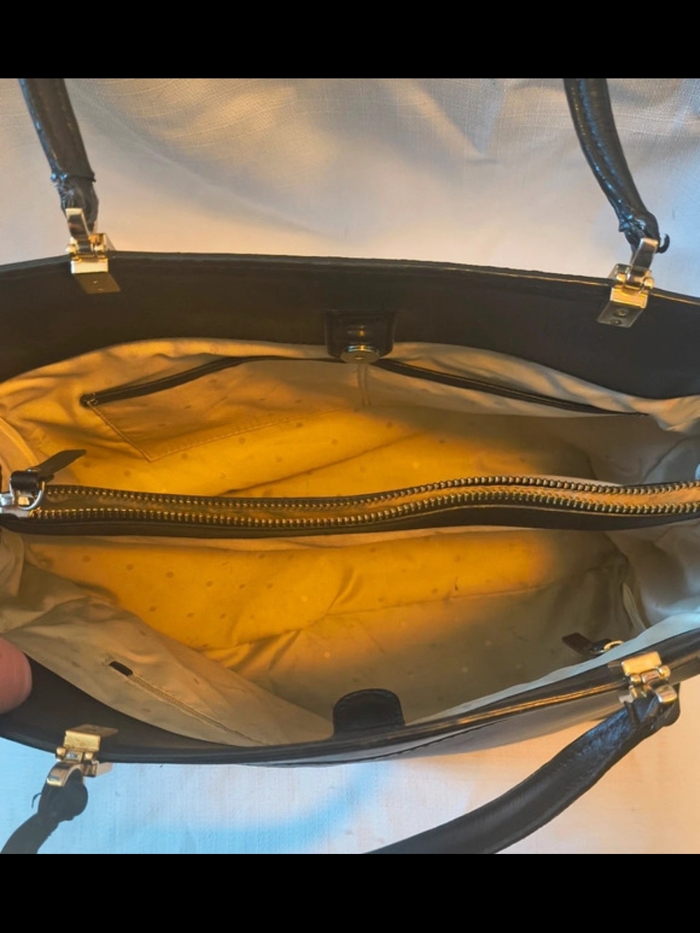 Kate Spade Black Leather Bow-Front Top-Handle Bag - Picture 4 of 7